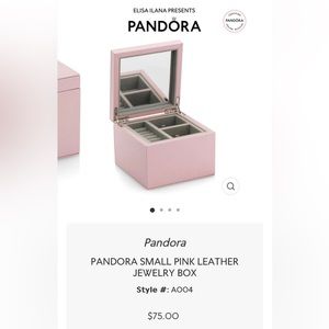 AUTHENTIC PANDORA SMALL PINK LEATHER JEWELRY BOX